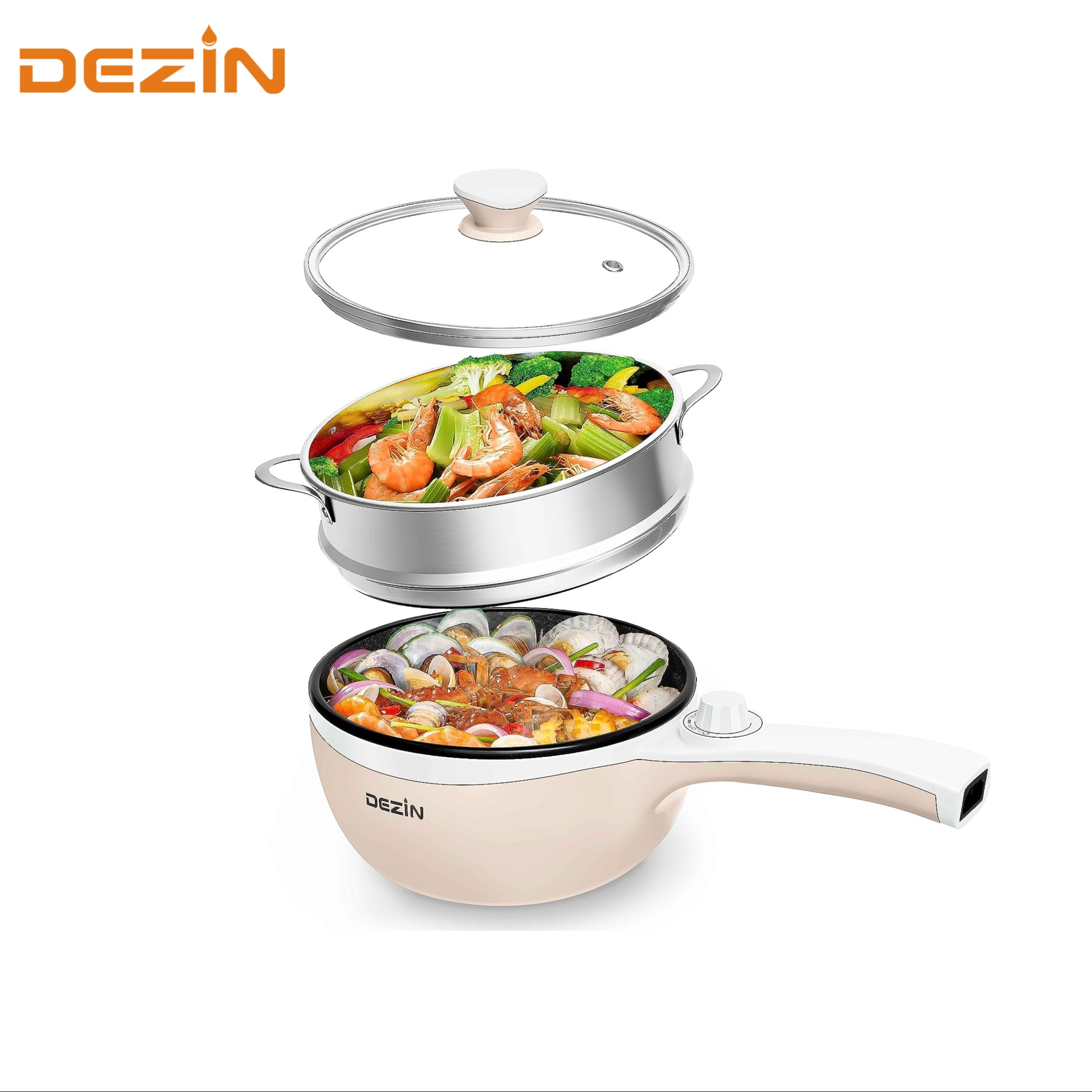 

Dezin Hot Pot Electric Upgraded, Sauté Pan, Electric Pot, 1.5l Mini Portable Hot Pot For Steak, Egg, , Ramen, Oatmeal, Soup With Power Adjustment (egg Rack Included)