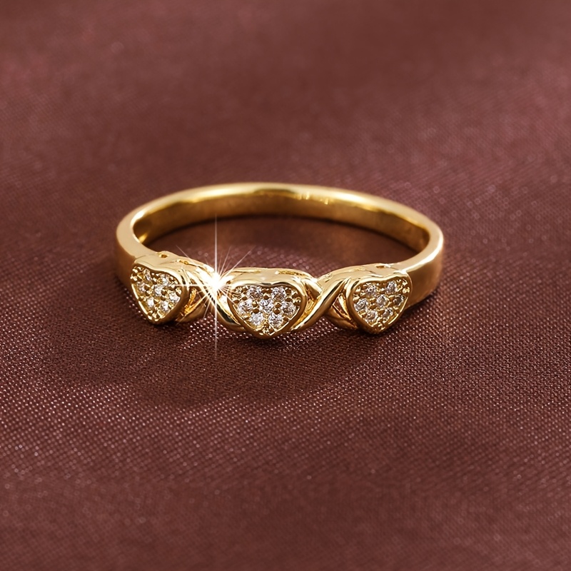 Geometric Cubic Zirconia Ring Golden Plated Band
