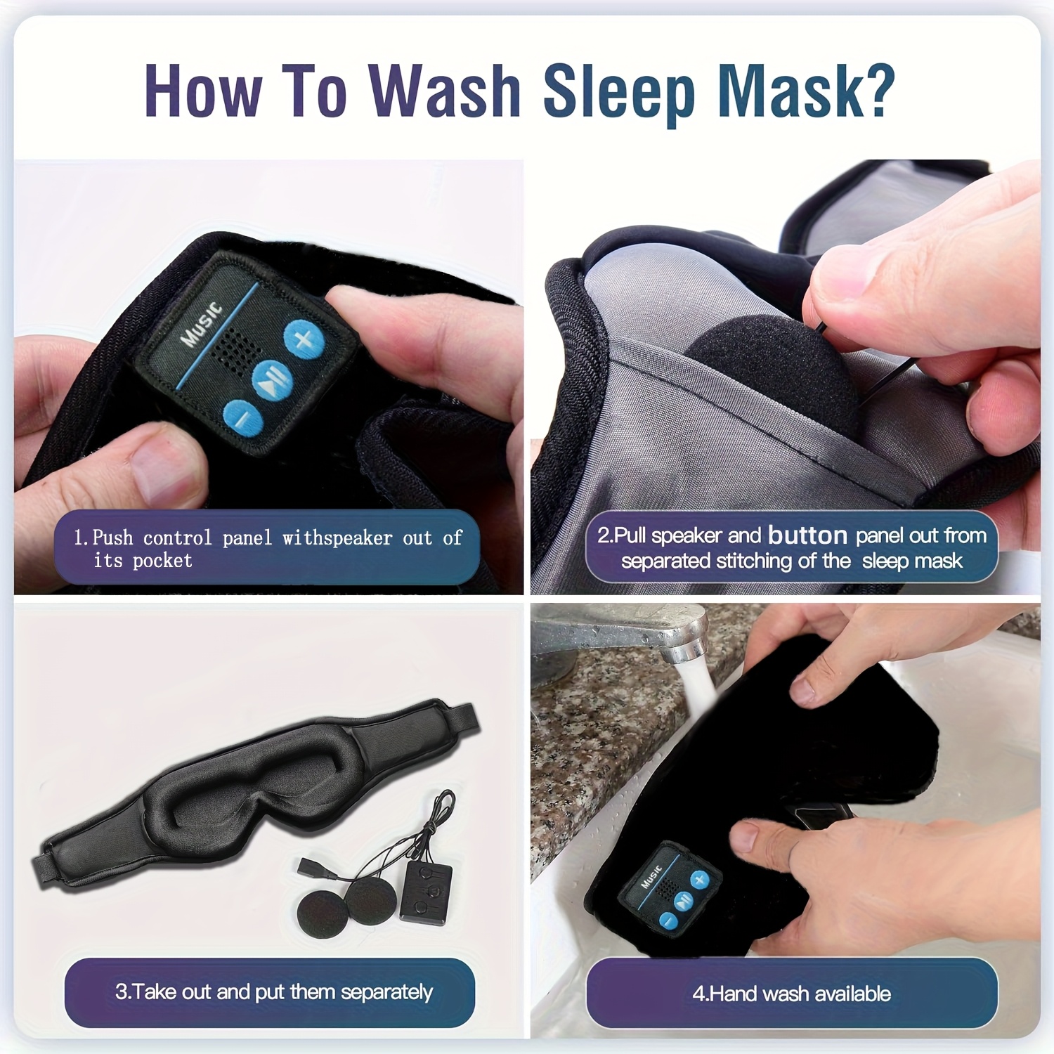 A 3D Sleep Mask with BT 5.2 Headphones, Featuring a Wireless Music Eye Mask with a Non-Compressed Eye Contour, Perfect for Side Sleepers, Making It an Ideal Gift And Travel Essential, Equipped with a Built-In Type-C Data Cable. 10 A 3D Sleep Mask with BT 5.2 Headphones, Featuring a Wireless Music Eye Mask with a Non-Compressed Eye Contour, Perfect for Side Sleepers, Making It an Ideal Gift And Travel Essential, Equipped with a Built-In Type-C Data Cable. - Image 10