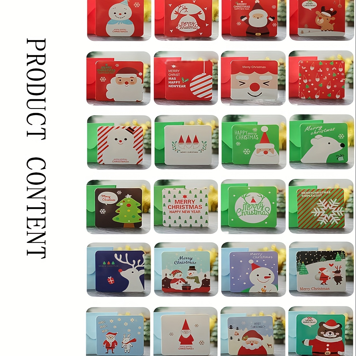 24pcs Mini Christmas Greeting Cards With Festive Designs - Gift For , Family & Colleagues