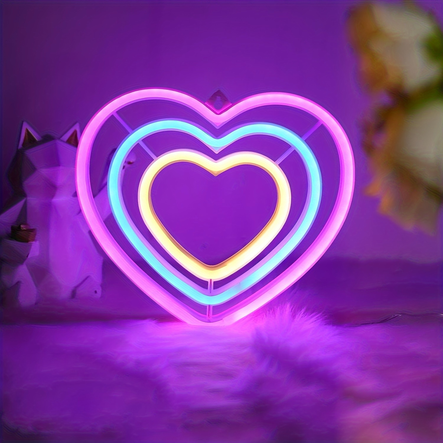 Heart Neon Light Heart Neon Light Love Shape Led Light Sign Temu