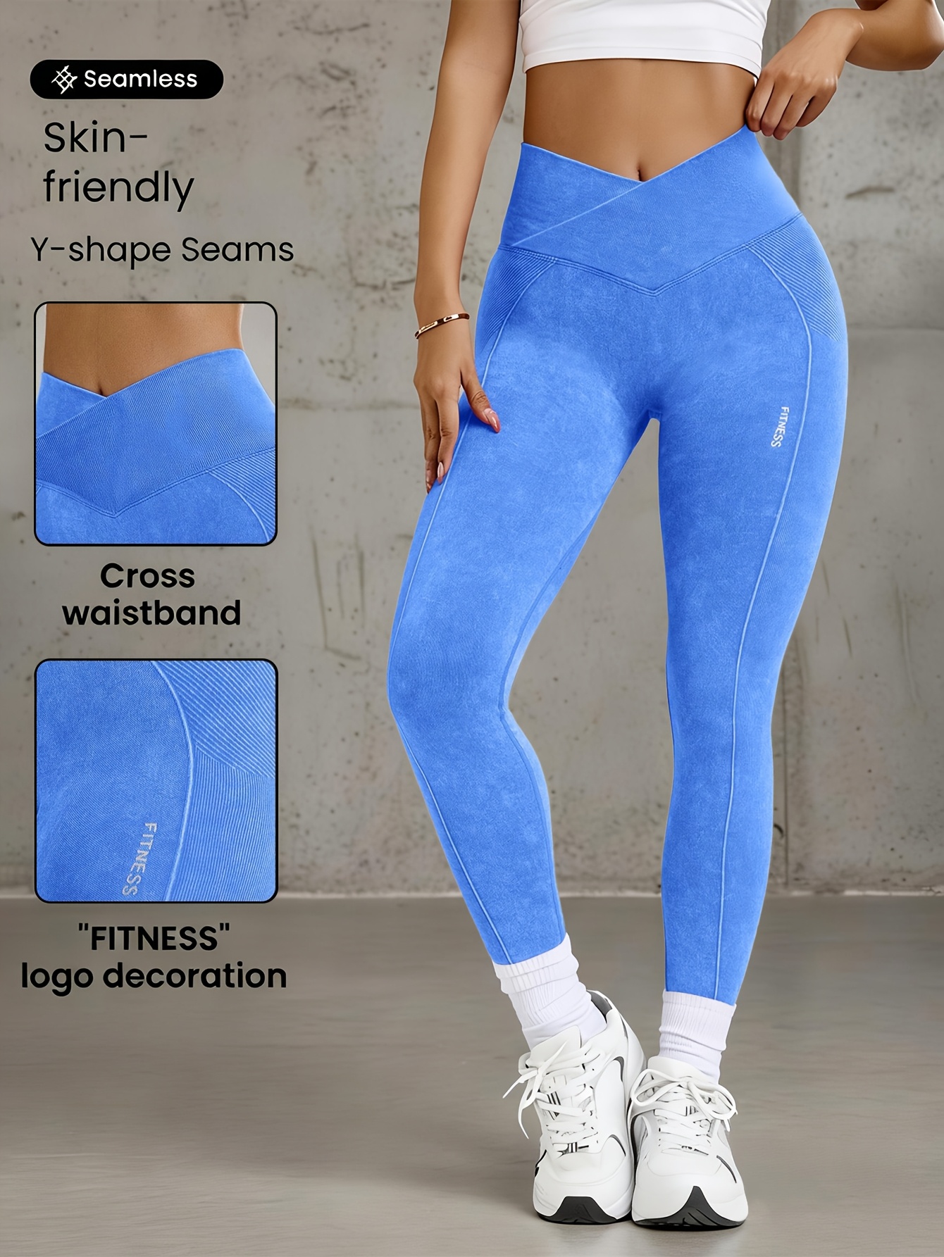 1 pieza Pantalones de yoga sin costuras de cintura alta para mujer que levantan los glúteos, con estampado de letras y estilo de moda para glúteos de melocotón, mallas deportivas de secado rápido y alta elasticidad para correr
