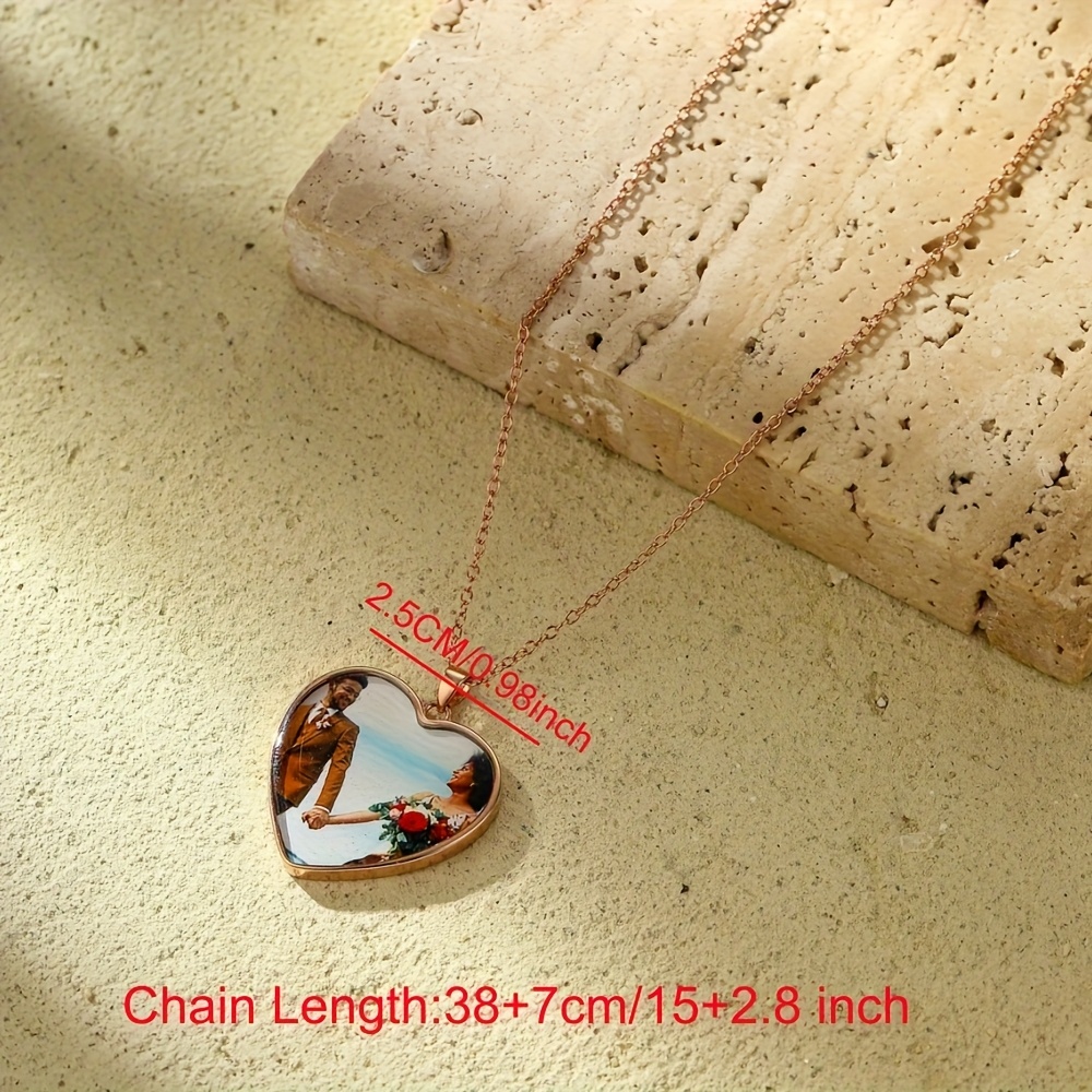 Personalized Custom Family Photo Heart Pendant Necklace