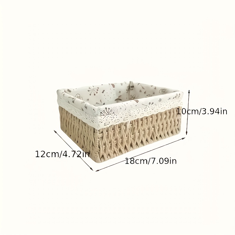 3pcs   woven storage basket with lace accents desktop fabric storage living room rattan storage basket Product details 5