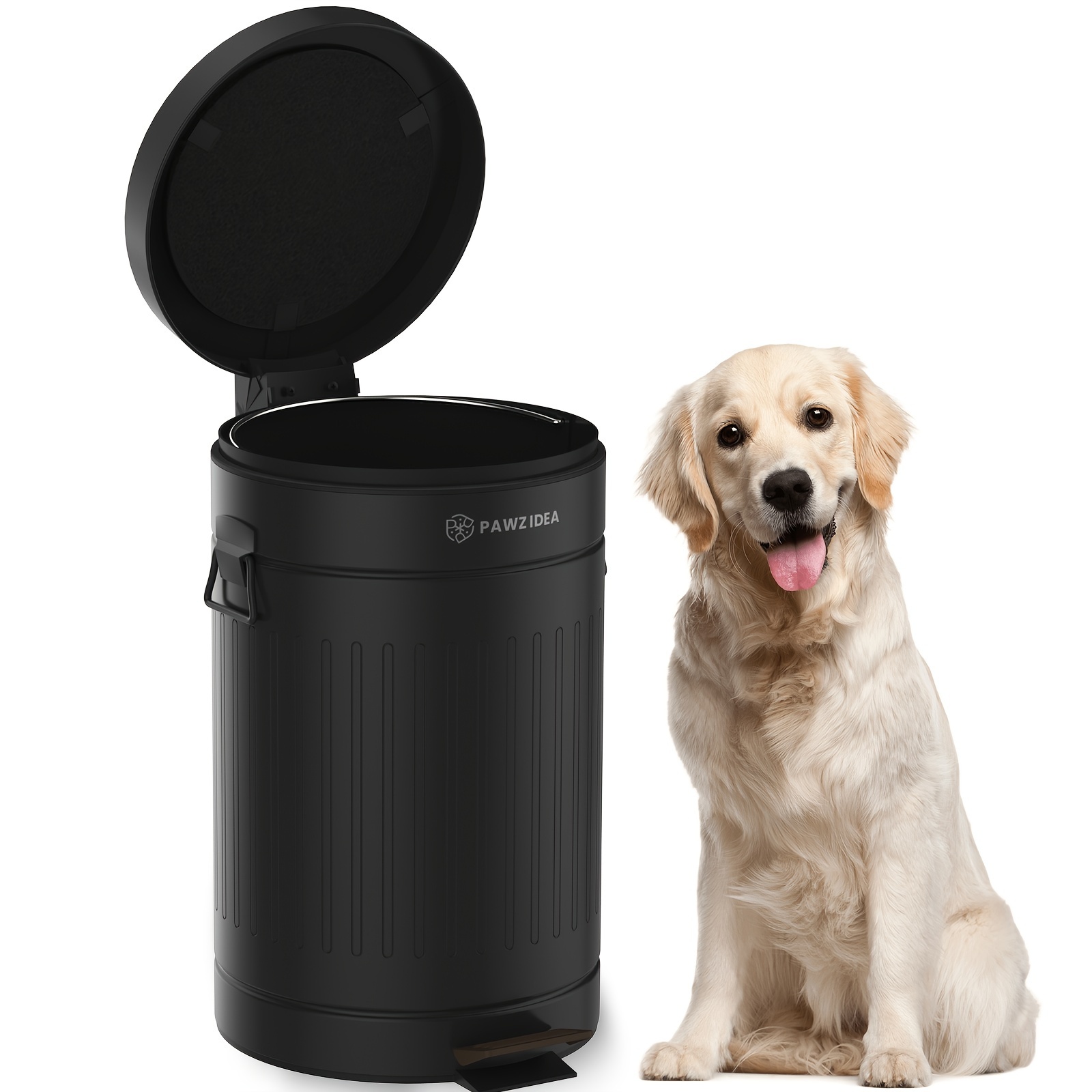 

3.1gallon Outdoor Dog Poop Can With - Metal Trash Bin For Pets, Waterproof & Weather-resistant With Lid And Activated Carbon Filter