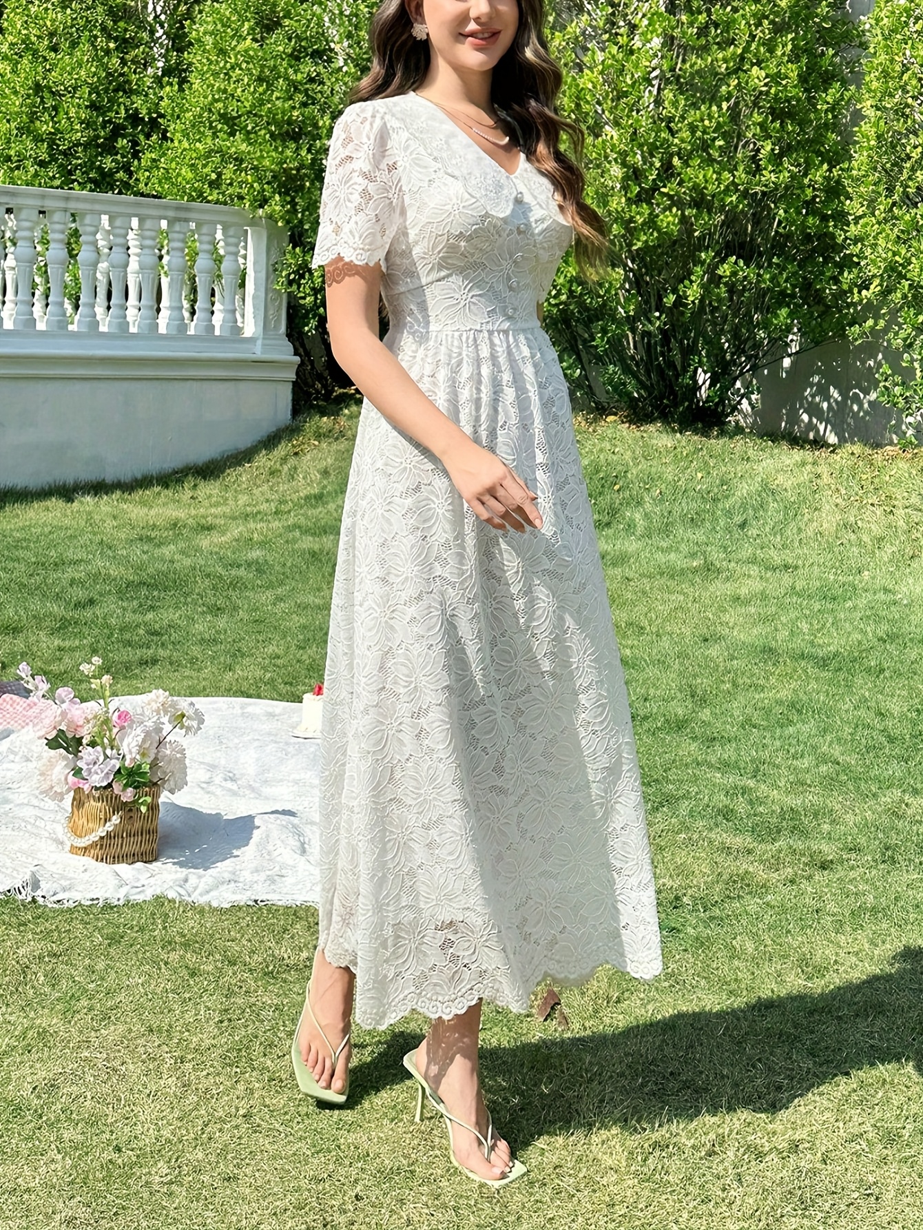 elegant white midi dress with sleeves Darling Daydream Off | Trendy Women's Dress May be worn with a strapless bra Petal and Pup Women's Nova