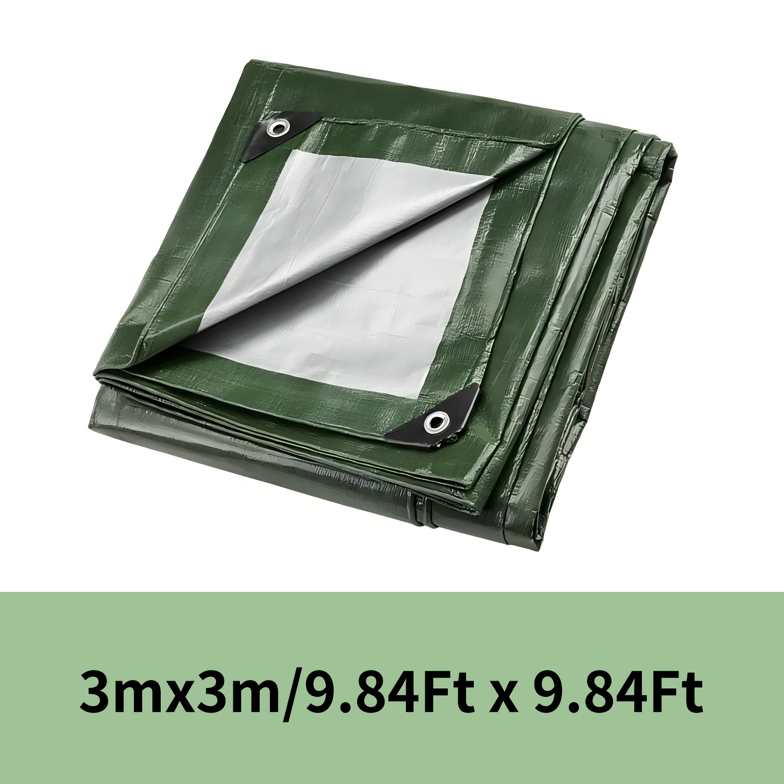 E-shop Schwerlastplane, 12mil Silber/Grün Polyethylen, Hochwertiges Material, Vielseitig, Reißfest, Mit verstärkten Ösen, Ideales Geschenk für Familie