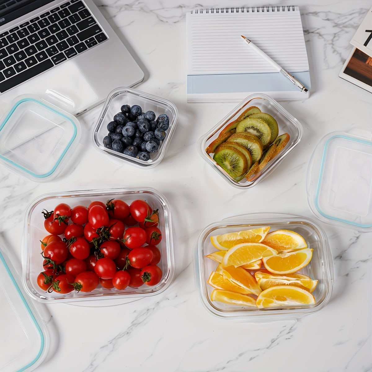 8 16pcs storage containers reusable glass freshness boxes leak proof glassware sets tableware sets for storing fruits vegetables sandwiches and   a day Product details 1
