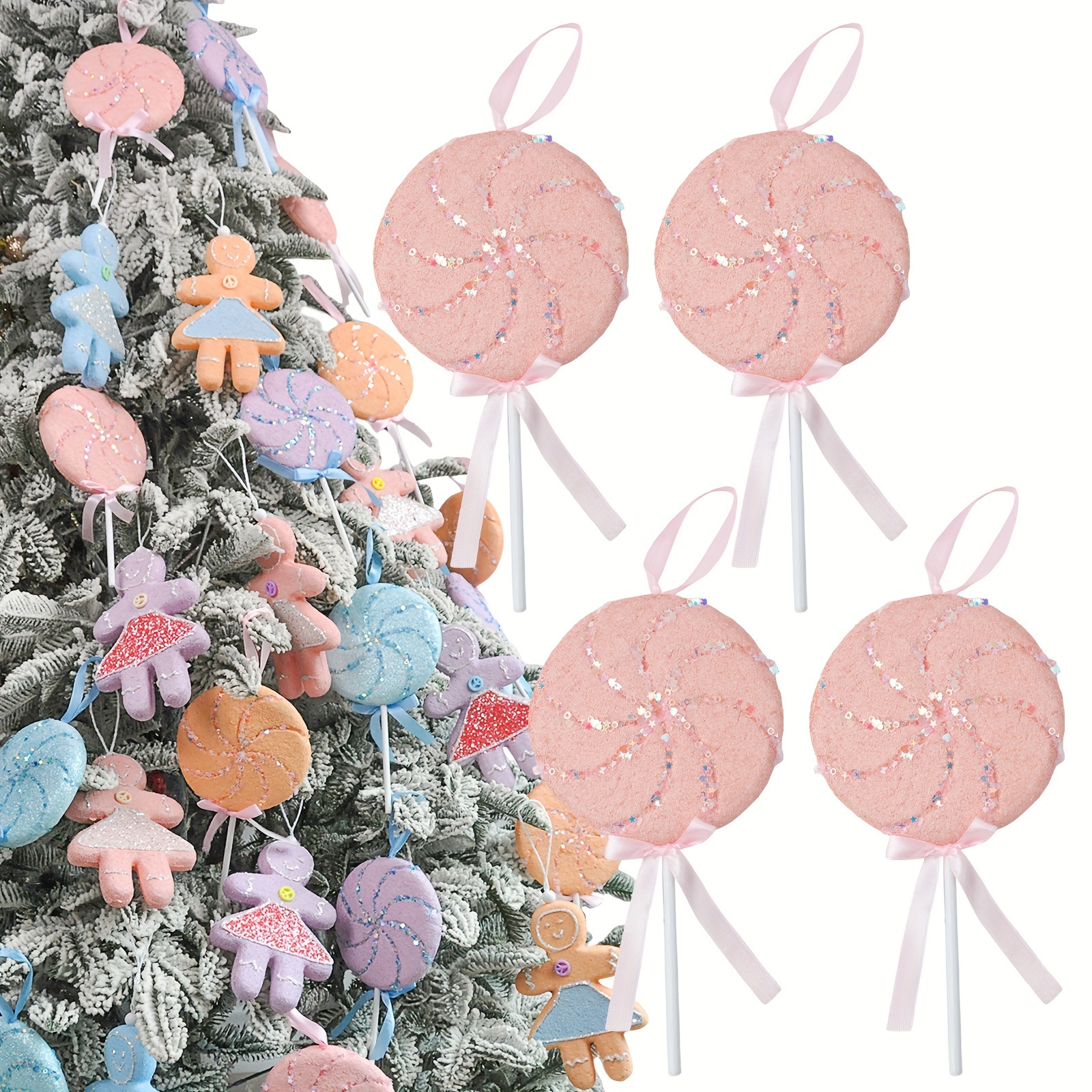 

4pcs Christmas Ornaments - 8.66" Hanging Decorations For & , Decor, And -round