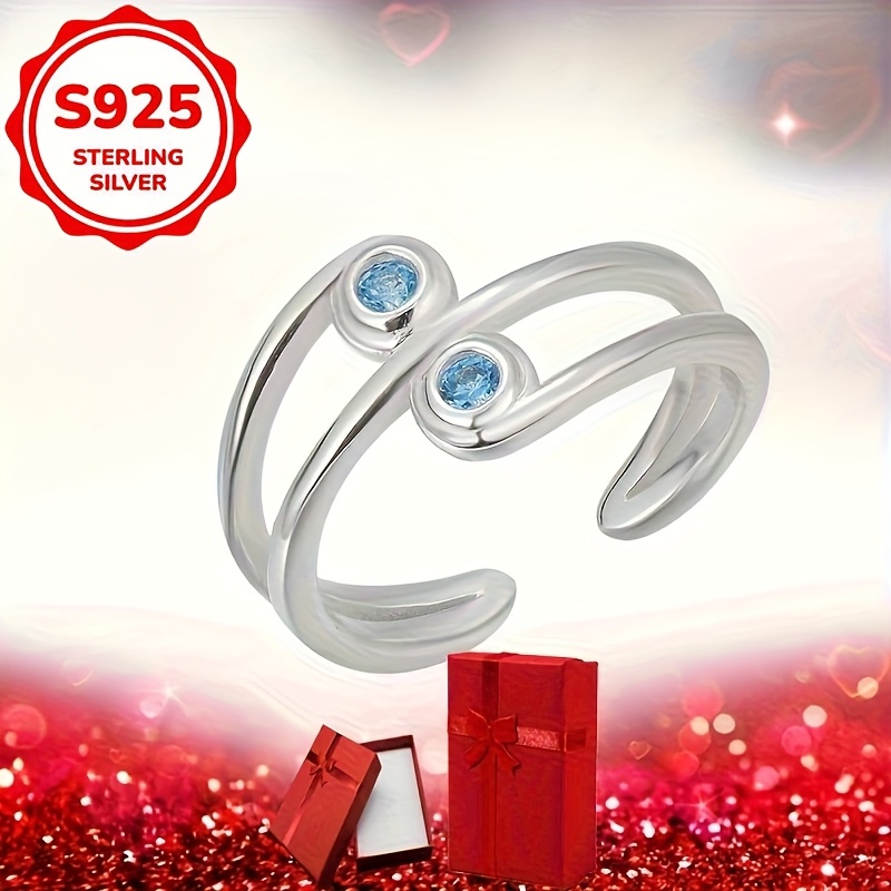 Women's S925 Silver Open Toe Ring with Cubic Zirconia