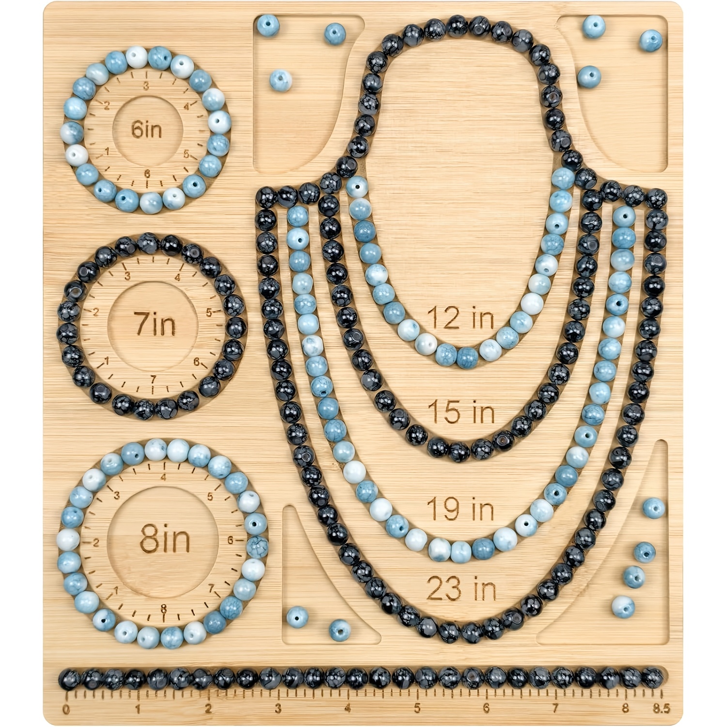 Image of 1 Piece Of Wooden Bead Board With Bead Pad And Tray For Jewelry Production, Used For Necklaces, Bracelets, Diy Tools, Made Of Wooden Material