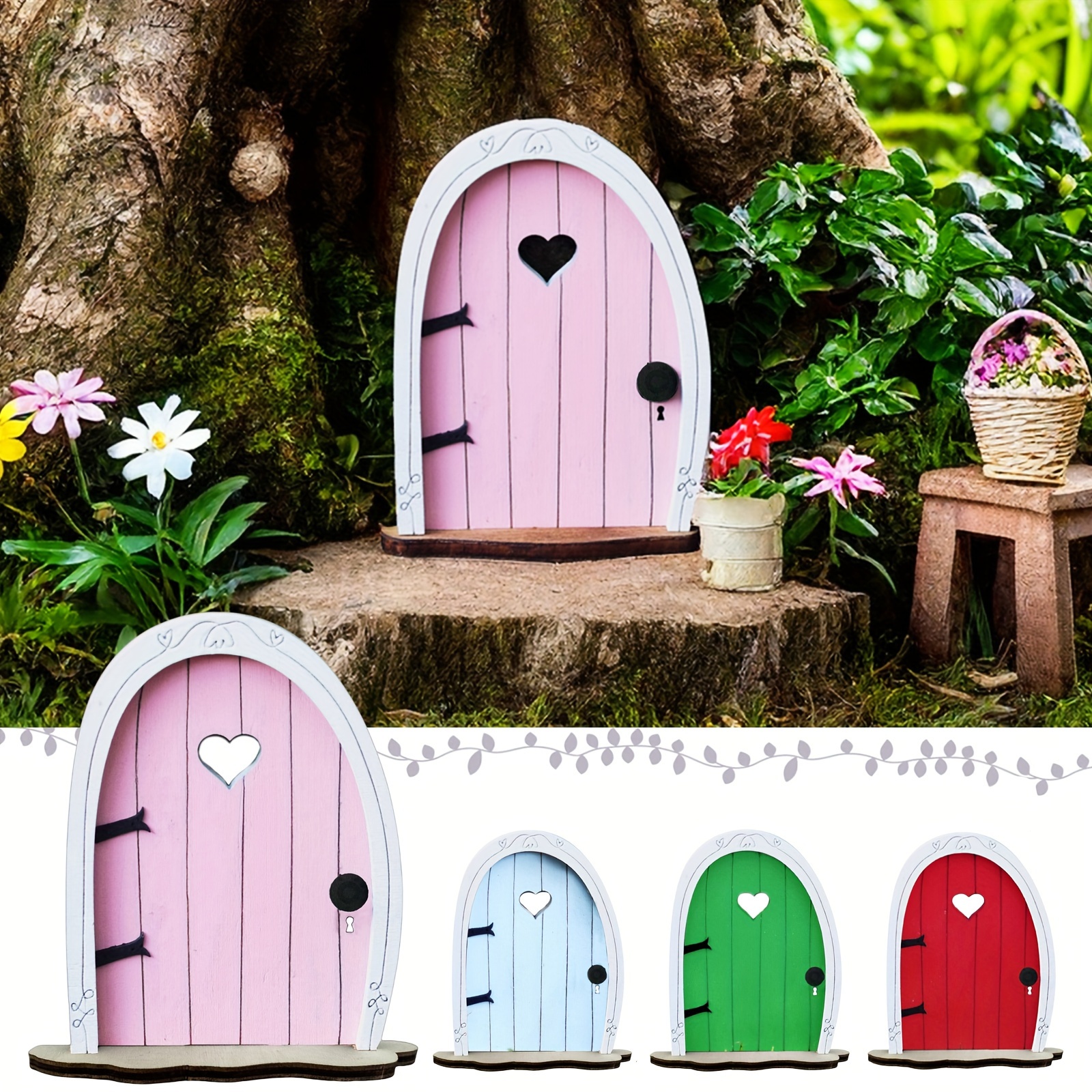 

Enchanting Fairy Door Decoration - 1pc Colorful Elf Wooden Ornament For Garden & Home, Indoor Fairy Tale Tree Craft, Perfect For Micro Landscape Ambiance (1cm Thick)