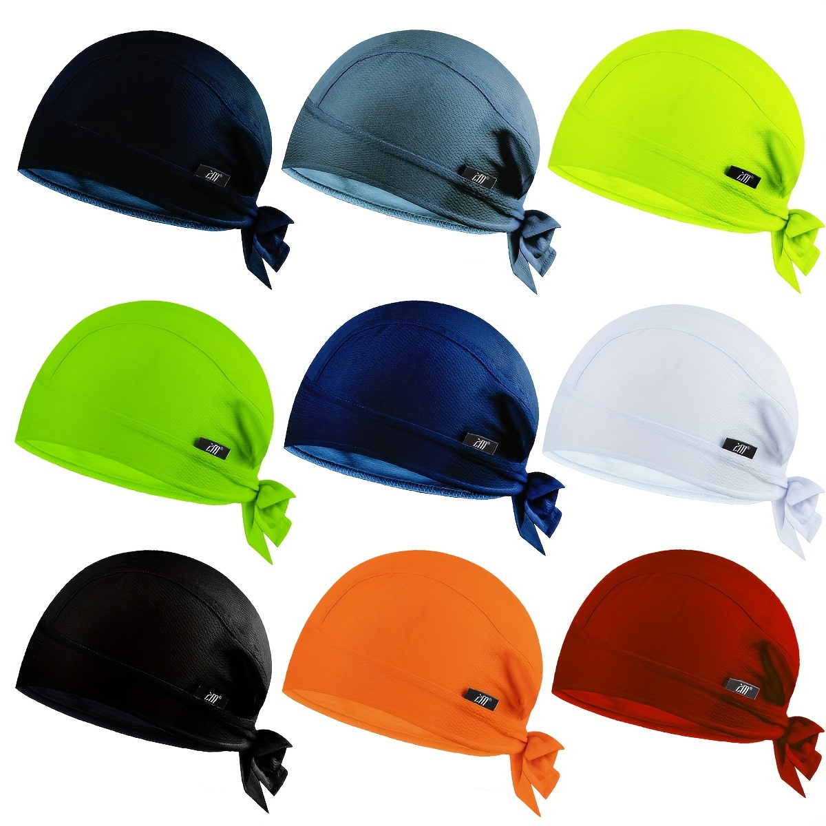 9 pack solid color bandanas mens sweat wicking headbands cooling helmet liners cycling motorcycle headwear polyester spandex knit fabric sports apparel