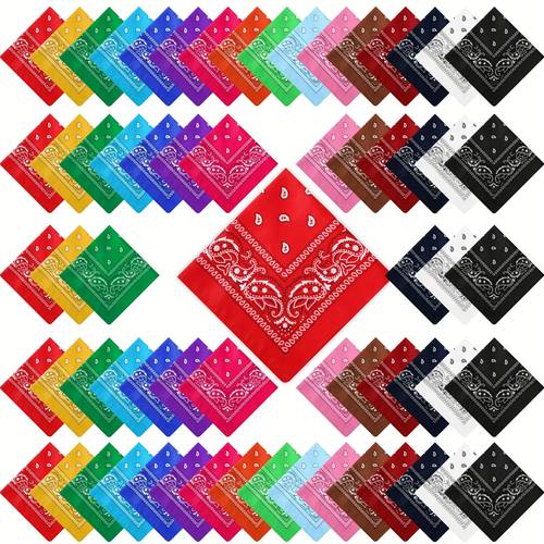bulk pack of 100 unisex paisley bandanas versatile for uses such as cowboy head wraps neckties and face coverings measuring inches in stylish multicolor options