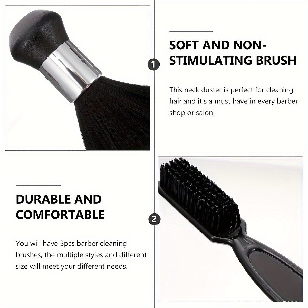 3pcs hair break brush cleaning brush hair cutting neck dusting brush hairdresser face cleaning brush hairdressing neck dusting brush plastic comb male model details 3