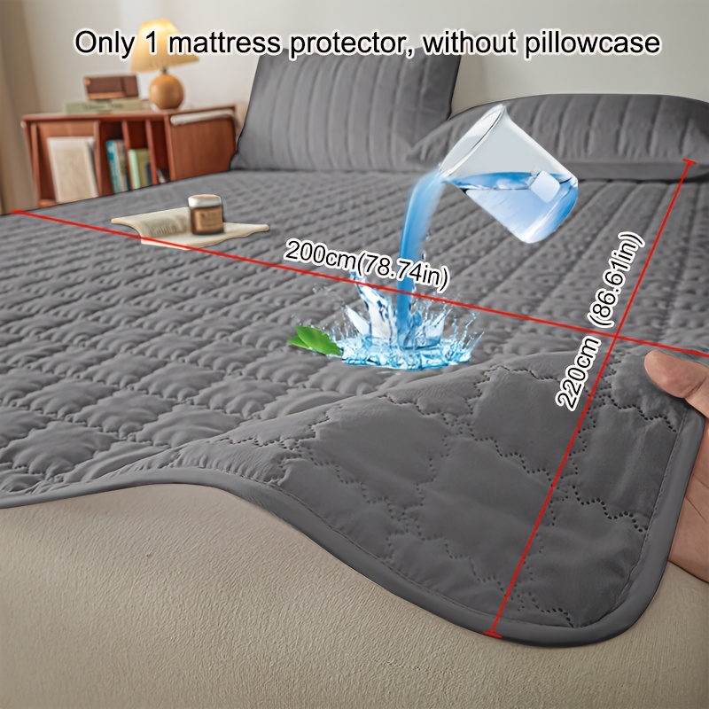 E-shop 1 Stück Dunkelgrauer Wasserdichter Matratzenschoner mit Elastischen Ecken, Kariertes Design Matratzenbezug für Schlafzimmer, Gästezimmer