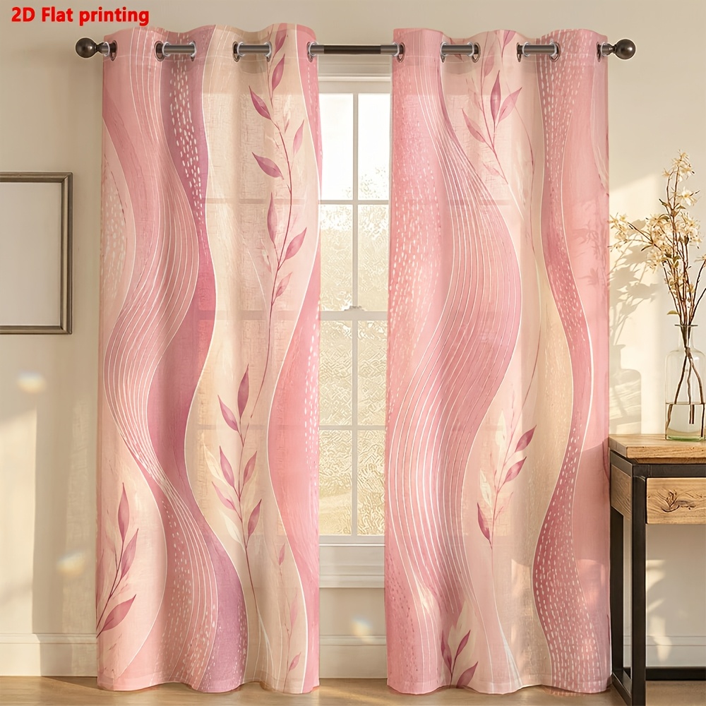 Image of 2d Flat - 2d Flat 2pcs Curtains For Room Decor Pattern Privacy Protection Light Luxury Minimalist European Style, Suitable For Living Rooms, Bedrooms, Study Rooms, And Home Decoration