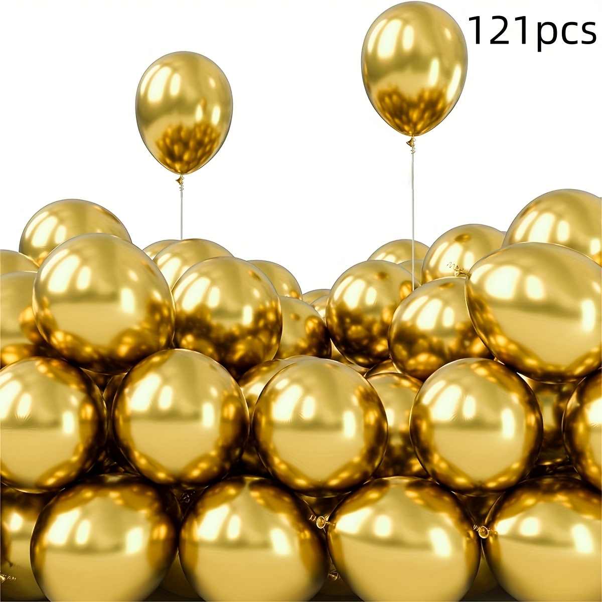 TEMU 121 Palloncini per Feste, 5 pollici, Dorati, Argentati, Rosa Oro, Blu, Palloncini in Metallo Cromato, Palloncini Decorativi per Matrimoni e