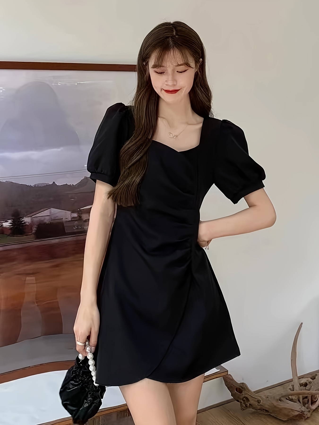 asymmetrical square-neck dress Xscape Women's Asymmetric-Neck Side-Slit Gown - Midnight