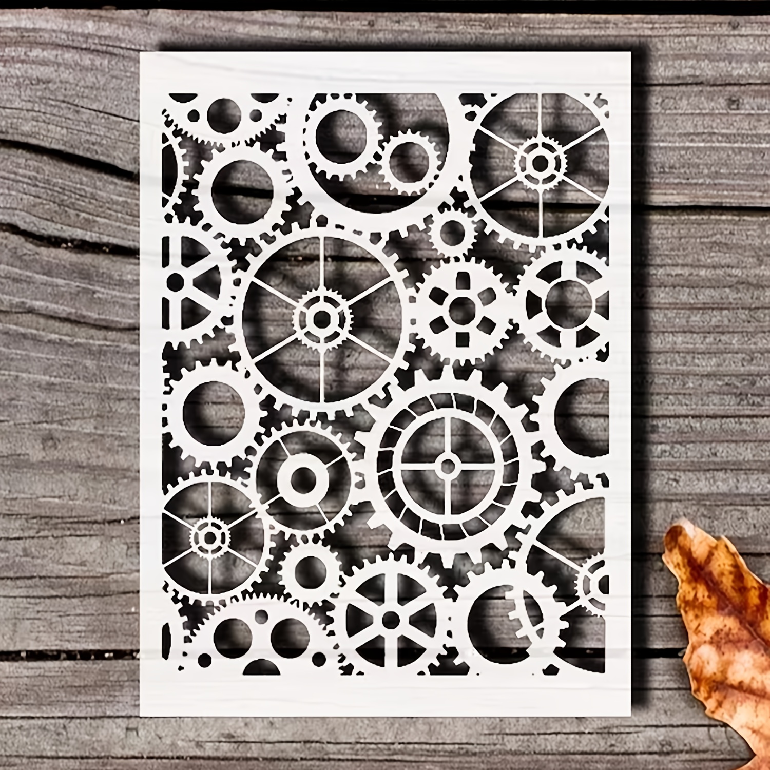 

Pochoir de Gears Steampunk pour Peinture - Réutilisable 11.7x8.3 Pouces, Design de Gears Intricat pour Art Mural, Meubles & Artisanat sur Toile, Matériau Plastique , Pochoirs pour Peinture