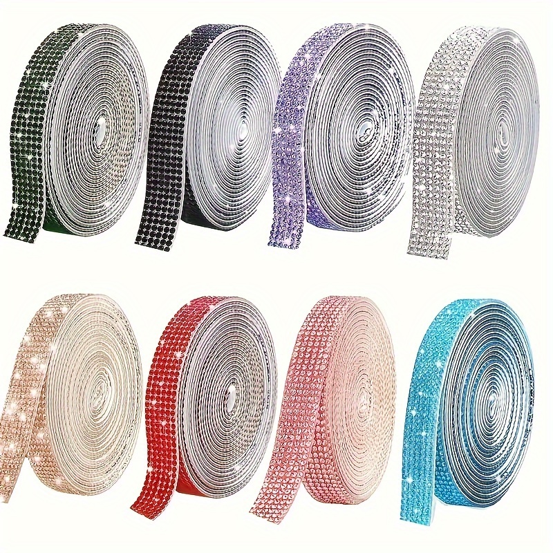

1 Roll Self Adhesive Crystal Rhinestone Strip, Crystal Ribbon Shiny Gemstone Sticker Rhinestone Roll For Diy Bracelet Earrings Crafts Decoration, Wedding Party, Phone Decoration, Gift Wrapping