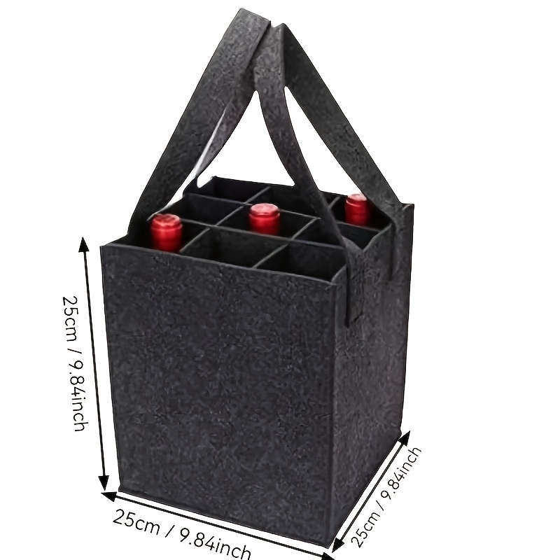 Foldable Felt Wine Tote Bag With 9 Compartments, 3mm Thick Portable Storage Bag, Reusable Red Wine Tote Bag For Storing , Beer, And Wine Bottles, Suitable For Gifts, Camping, Travel, And Home Storage