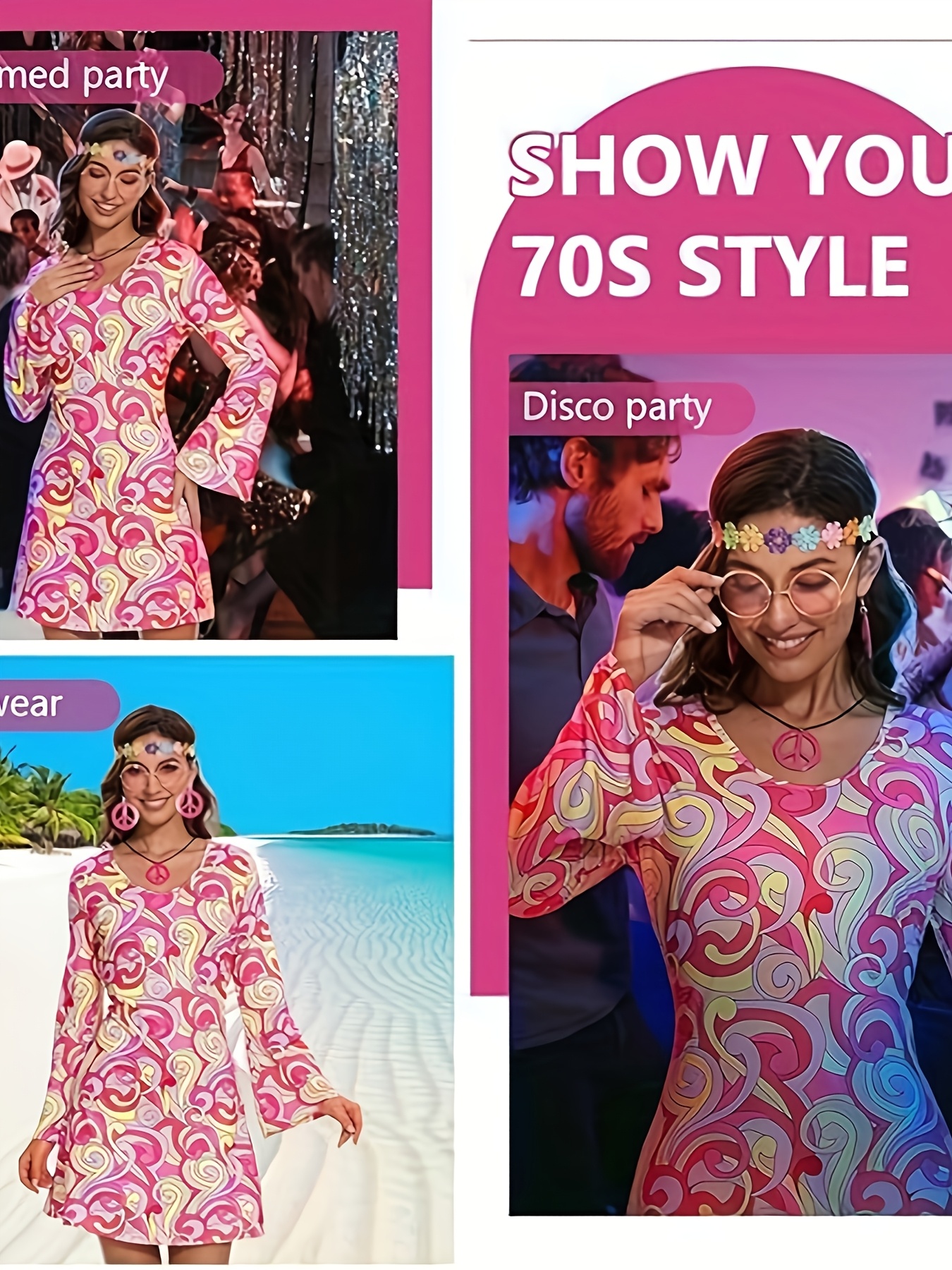 newly halloween dresses inspired hippie style 60s - Temu United Kingdom