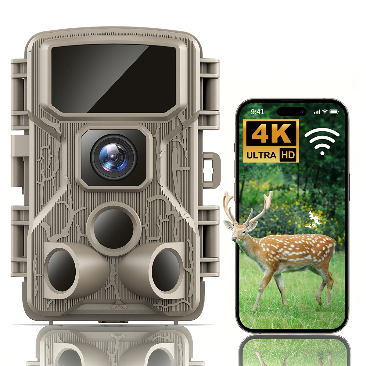 Image of Trail Camera, 4k Wildlife Photo Camera Ip"67" 130° , Tracking Camera With Low-glow Ir Led For Night Vision, 0.1s Fast Trigger Wifi Trail Camera Motion Activated For Outdoor Activities