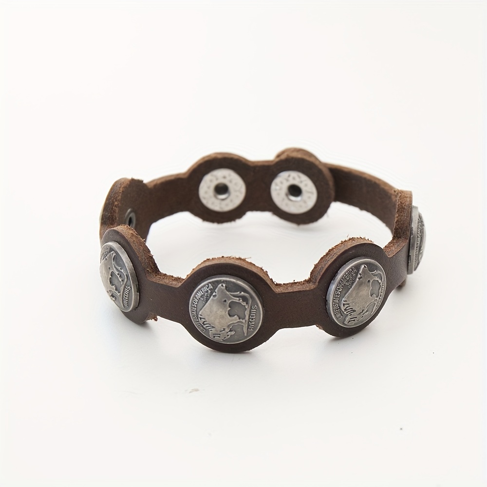 

1pc Cowhide Bracelet, Suitable For Men Women
