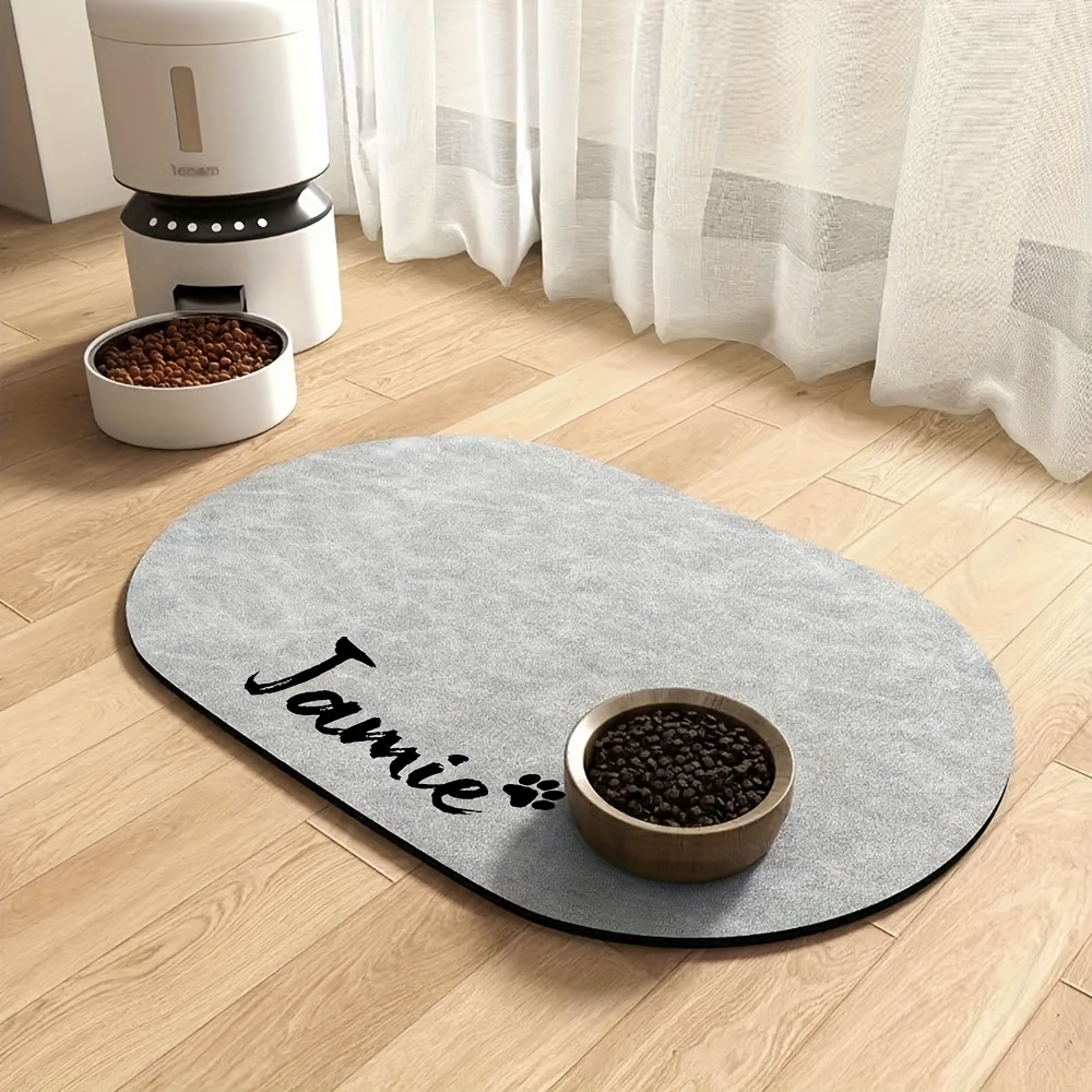 Personalized Dog Food Mat Featuring Your Pet's Name, Custom Absorbent Placemat For Dogs, A Thoughtful Gift For Your Furry Friend.