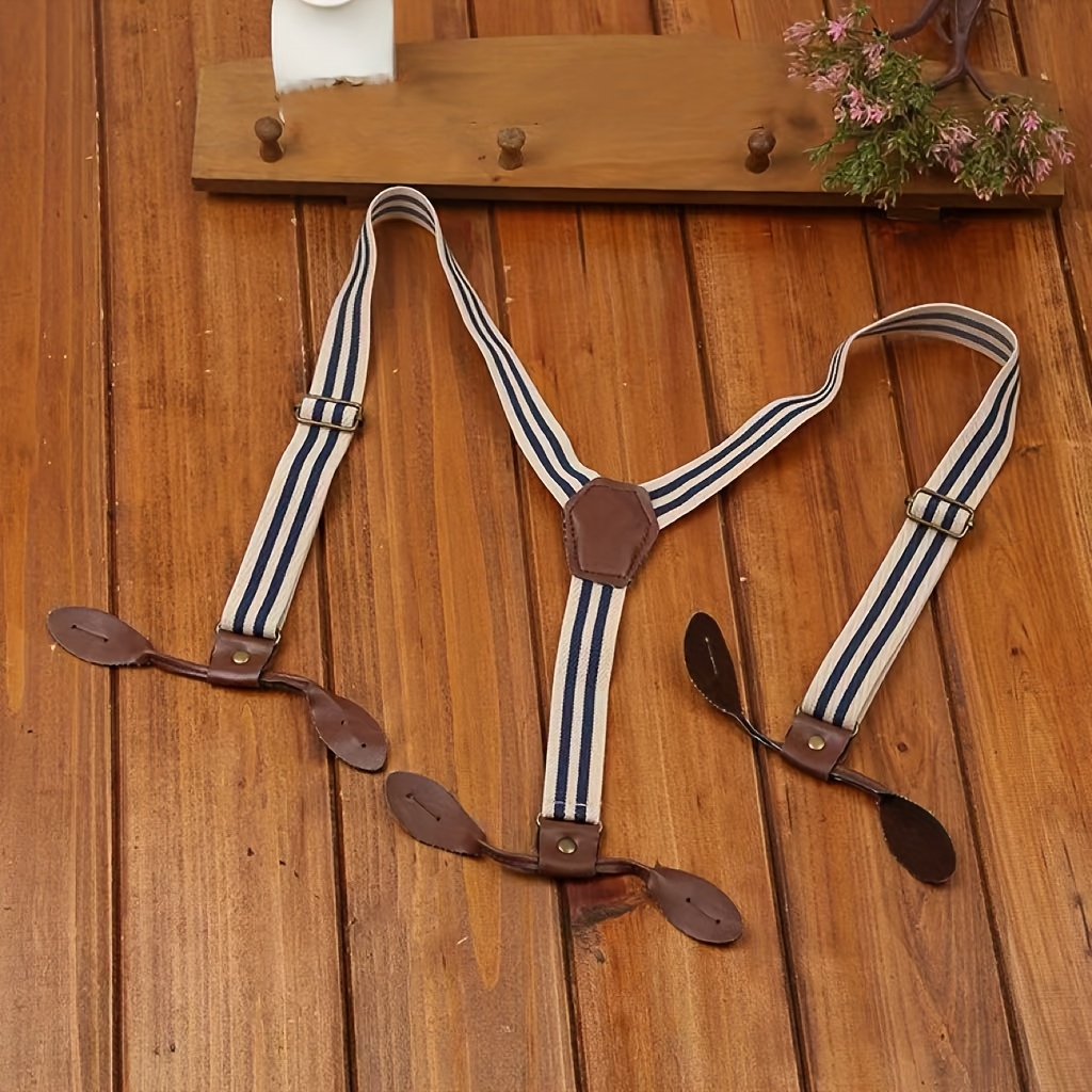 1pc Striped Y-shaped Suspender, Adjustable Elastic Band, Suitable For Daily Wear And Holidays, Wedding Matching