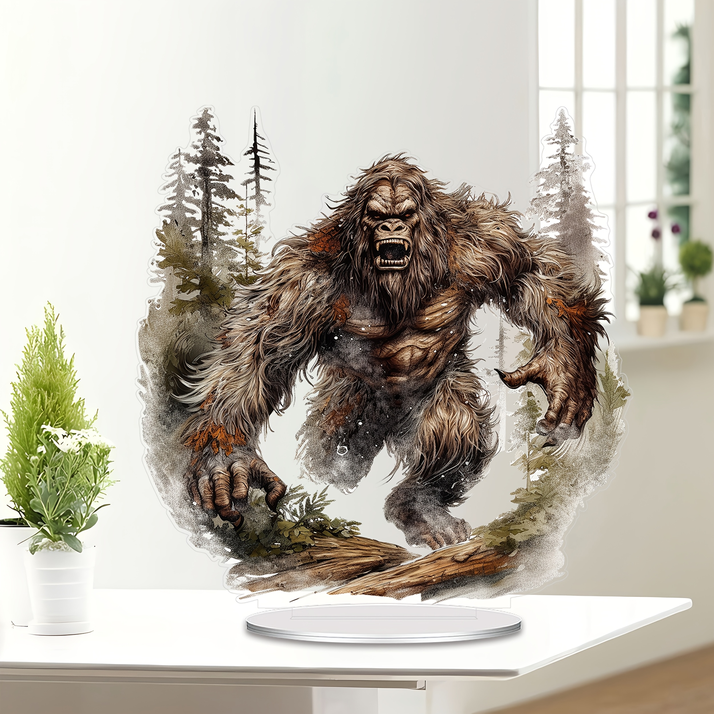 

Bigfoot Gorilla Acrylic Decorative Plaque, Carving, Decor, Add Wild Charm To , Animal Theme, With English Multipurpose Tabletop Display