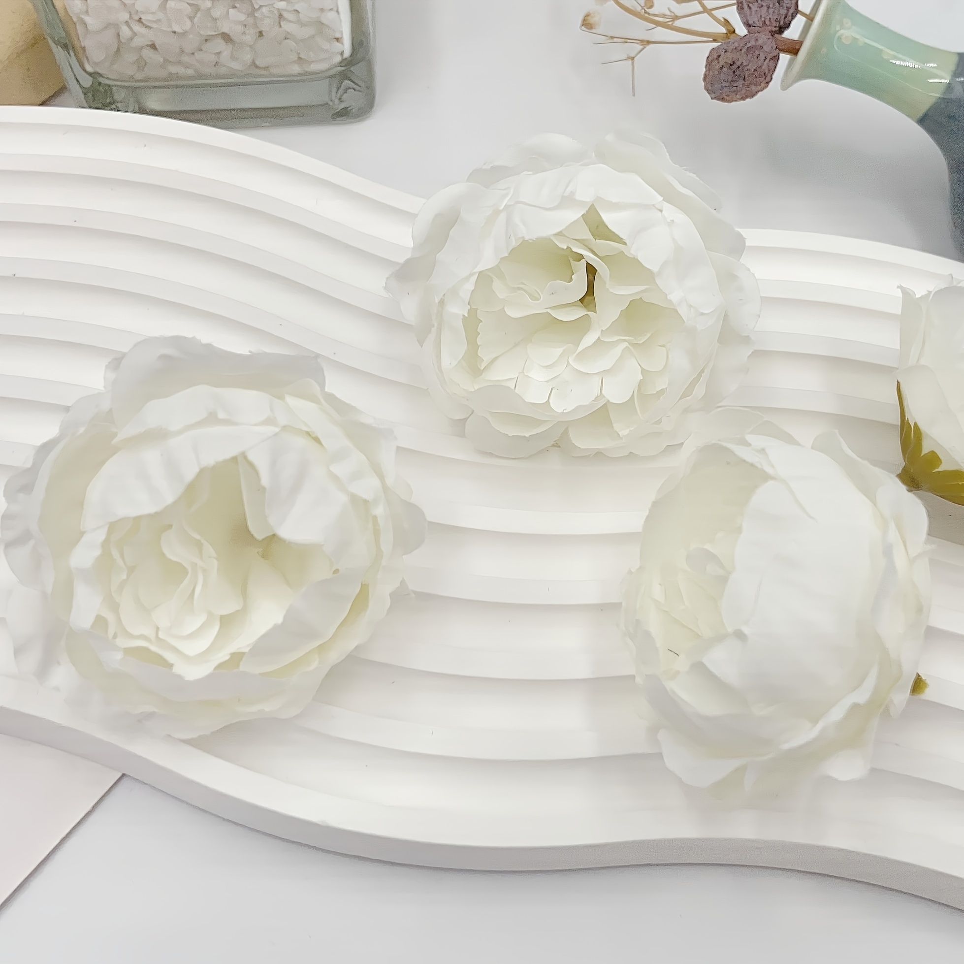 Realistic Peony Bud Cloth Artificial Flower Head Handcraft Wreath Hat Materials Home Garden Decor Floral