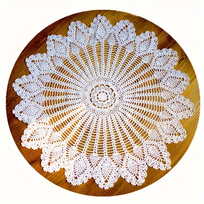 E-shop 90 cm/35,5 Zoll handgemachte gehäkelte Spitzen-Tischdecke, vintage runde Tischtücher, Hochzeitsdekorationen, Sommerschmuck, Deko für draußen,