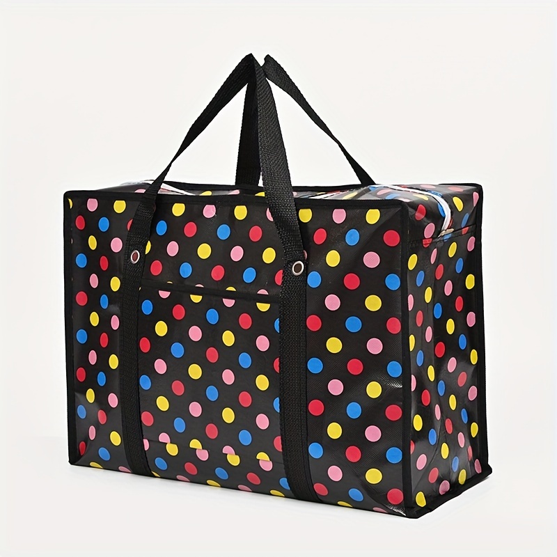 

Colorful Polka Dot Print Quilt Storage Bag, Space Saving Portable Clothes Storage Handbag For Household Moving