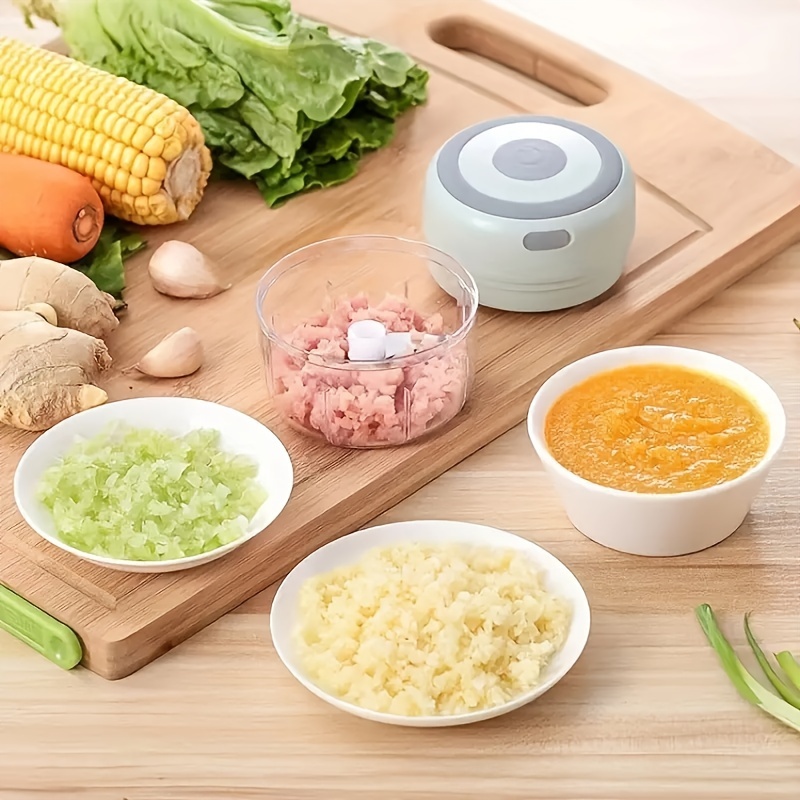 portable electric garlic vegetable chopper usb rechargeable mini food processor with powerful blender easy   for kitchen use details 5