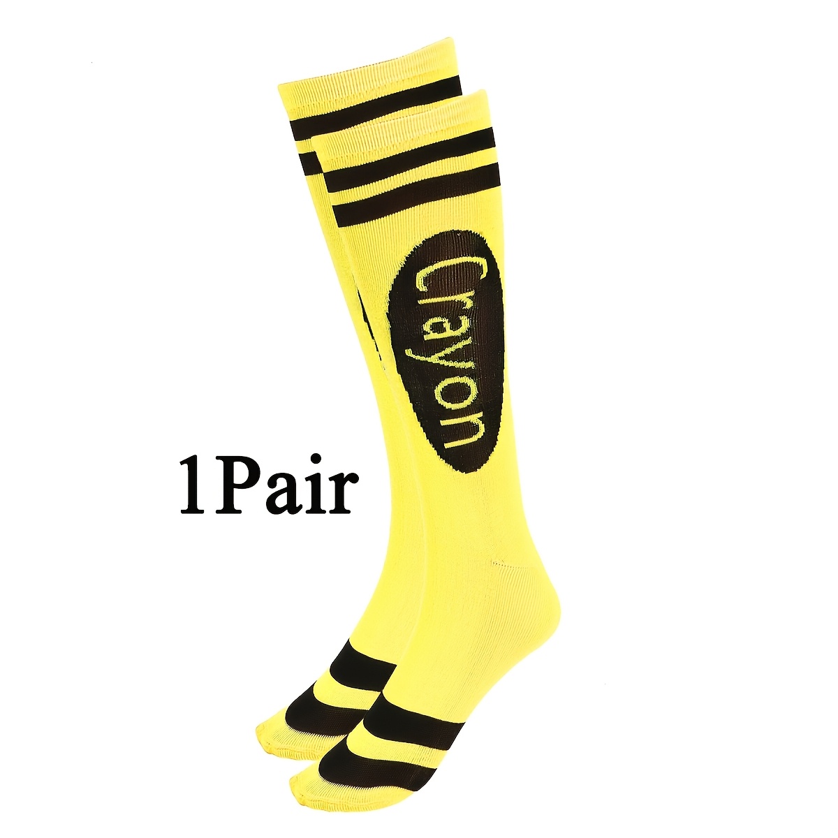 TEMU 1 Pair Crayon Socks Colored Striped Mid-calf Socks, Fashion Style Creative Skin-friendly Soft Tight Socks, Suitable For Women's Wear