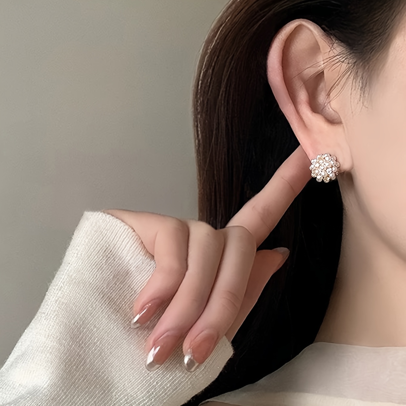 Hydrangea Floral Stud Earrings with Sparkling Zirconia