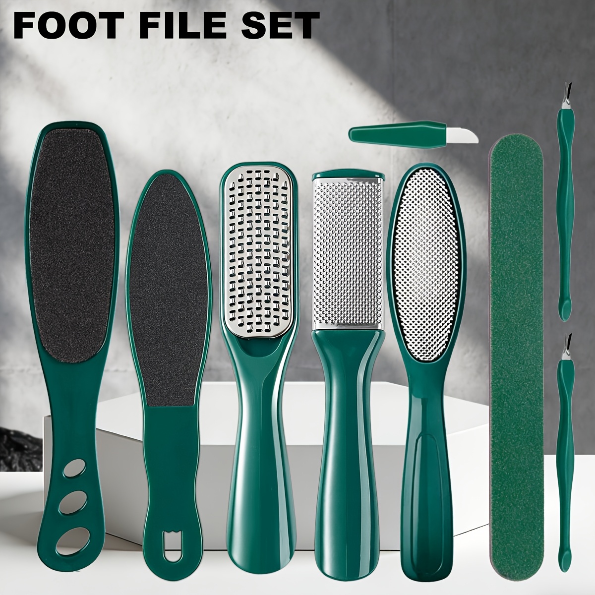 TEMU 9pcs Stainless Steel Foot Soak And Pedicure Set, Professional Dead Skin And Cuticle Removal Tool Kit, Foot File Scraper And Nippers, Exfoliating