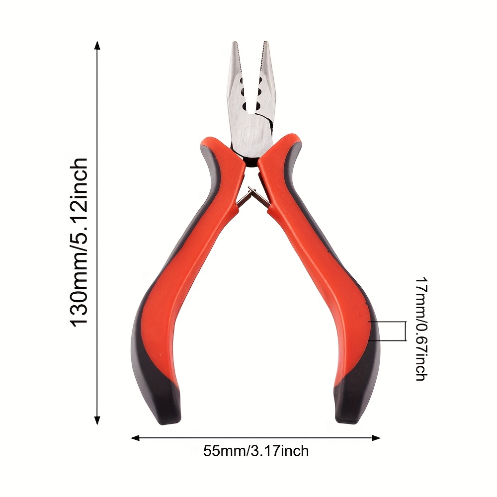 TEMU 1pc Carbon Steel Jewelry Tools Crimper Pliers For 2/2.5/3mm Crimp Beads, Red, 130x55x17mm, For Jewelry Making Project, Handmade Craft Supplies