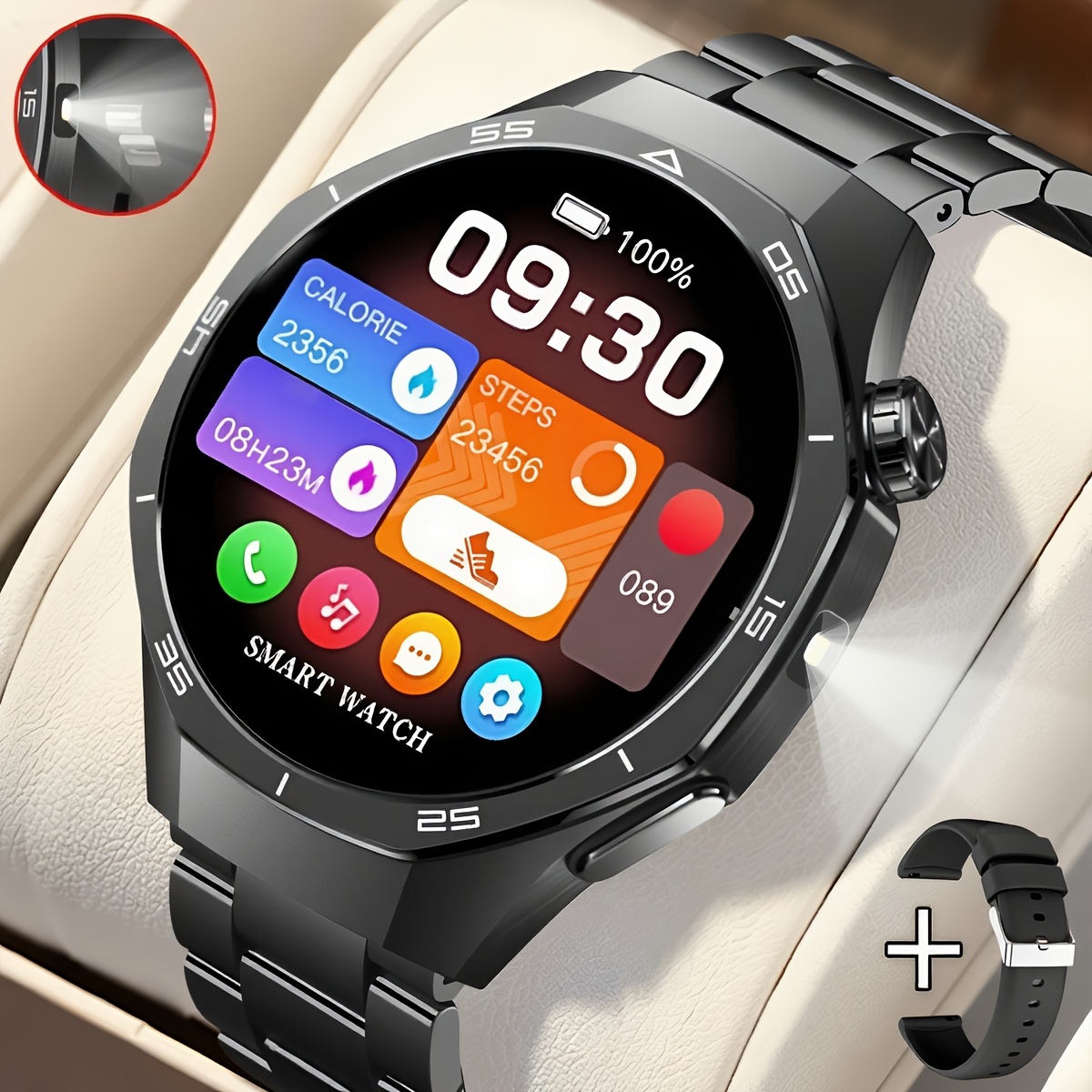 New Smart Watch, Suitable For Men And Women, Wireless Calls/text Messages/multiple Sports /remote Camera Control/fitness , Usb Charging, Silicone Strap, Smart Interconnection, , Display