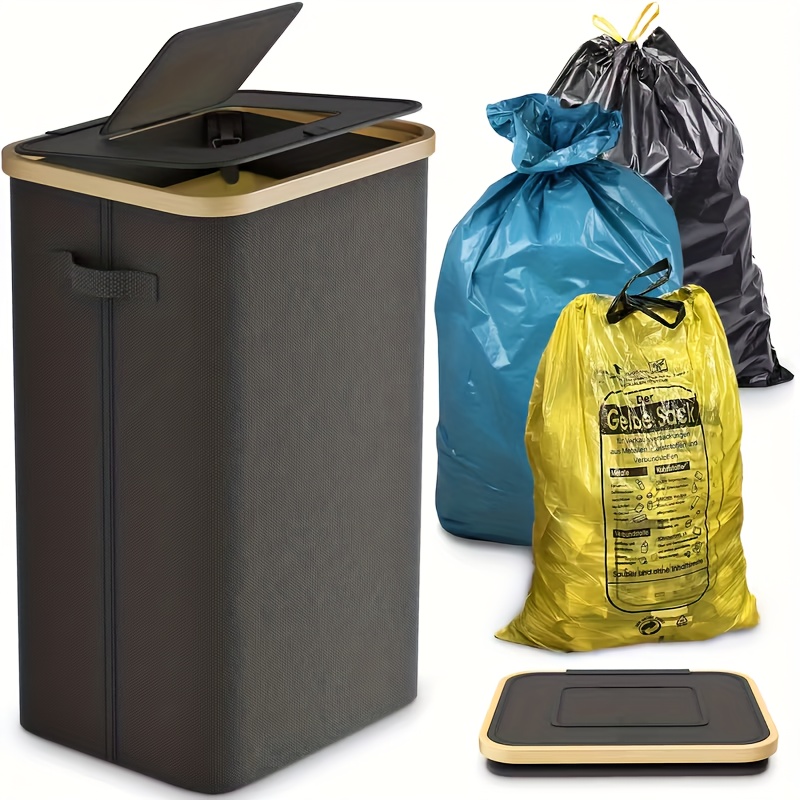 Yellow Bag Stand Stable With Lid - Large Trash Can & Garbage Bag Holder For Kitchen & Household | 100l Garbage System Container Black - Practical Garbage Bag Stand