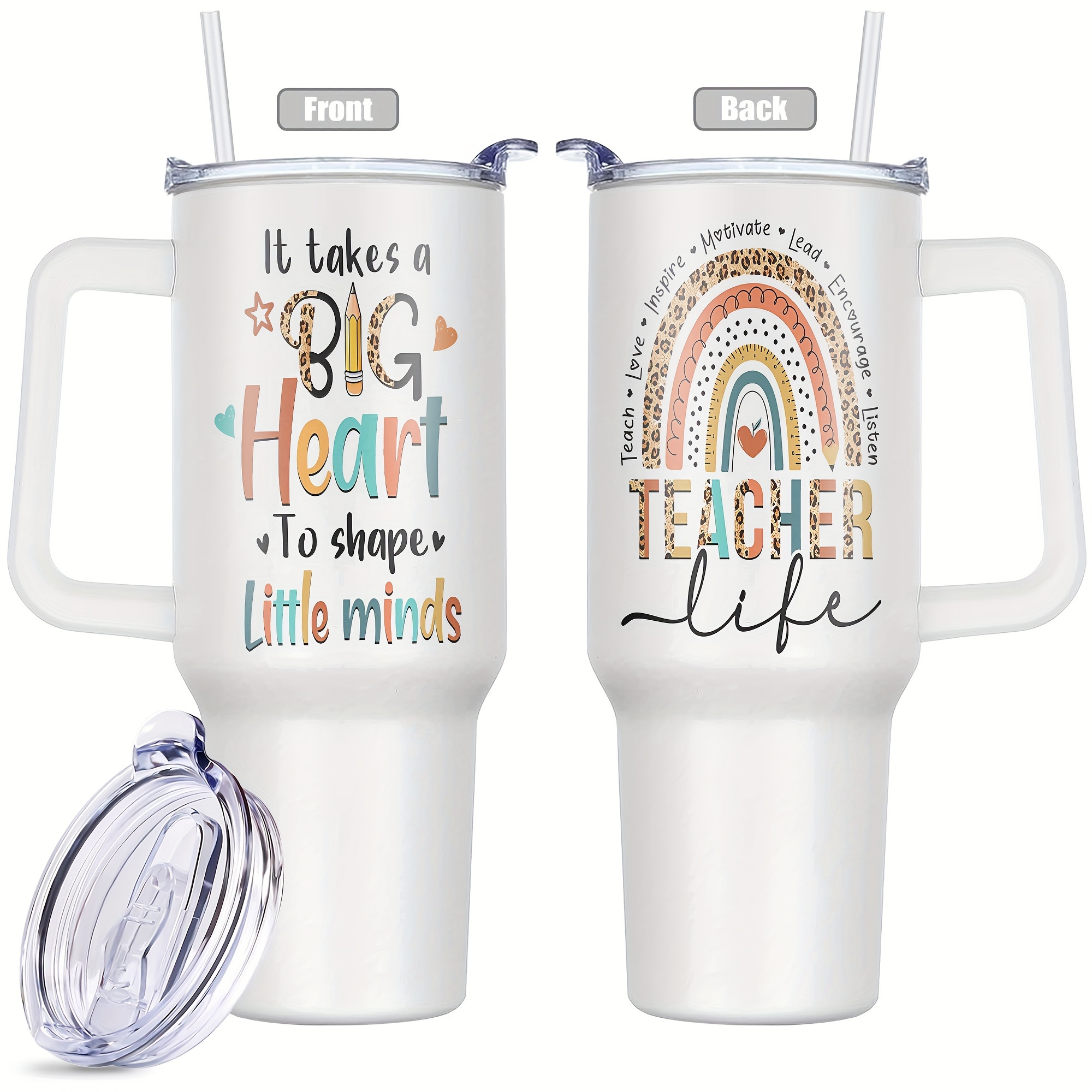 

40oz Teacher Appreciation Tumbler - Perfect Thank You, Christmas & Birthday Gift For Women Teachers - Reusable Metal With Lid, Hand Wash Only