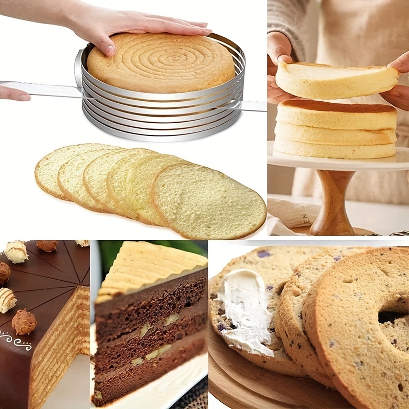 

1pc 6 Layers Adjustable Stainless Steel Round Cake Slicer 6-8 Inch Bread Cutter Mousse Ring Mould Cake Tools Diy Baking Accessories