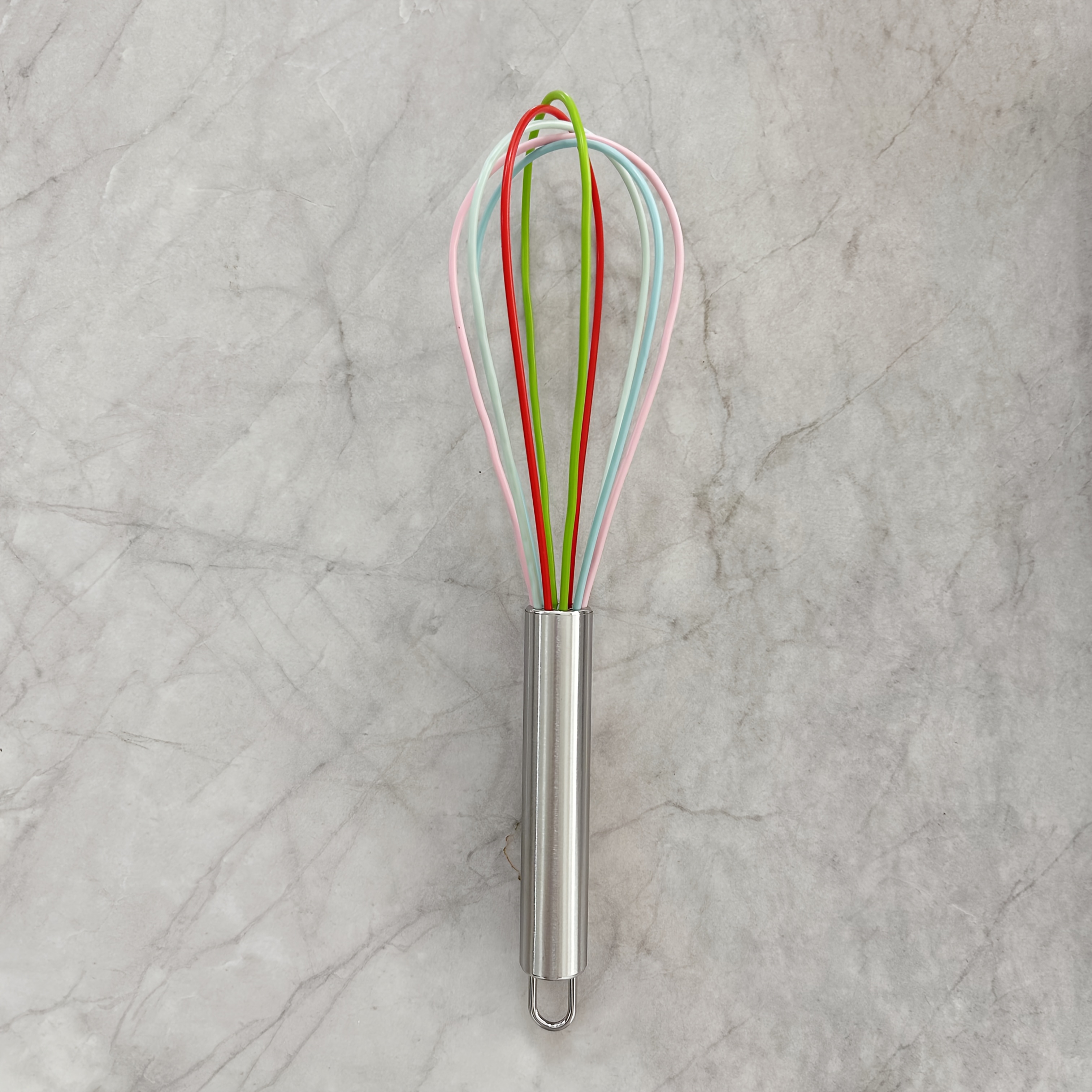 Stainless Steel Handle Whisk Colorful Silicone Wire (silicone Wire Color Random) Food Egg Beater Tool For Mixing And Whipping Kitchen Cooking Tools Anti-scratch Baking Utensils 1pc