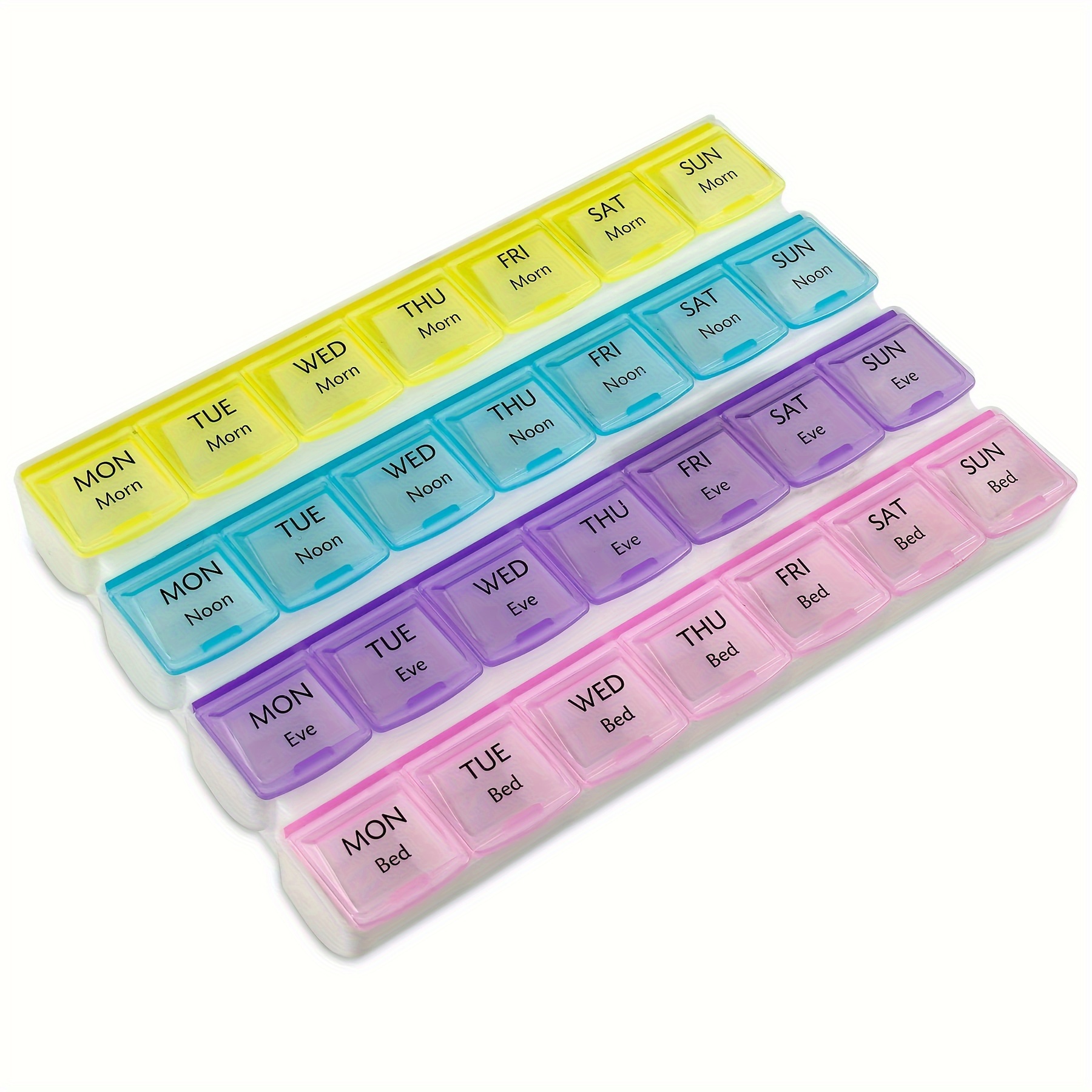 

4-times- Weekly Pill Organizer With Large Daily Compartments - Portable Bpa-free Plastic Pill Box For Morning, , Evening & Night - Easy-to-read Labels, Ideal For Travel & Medication Management