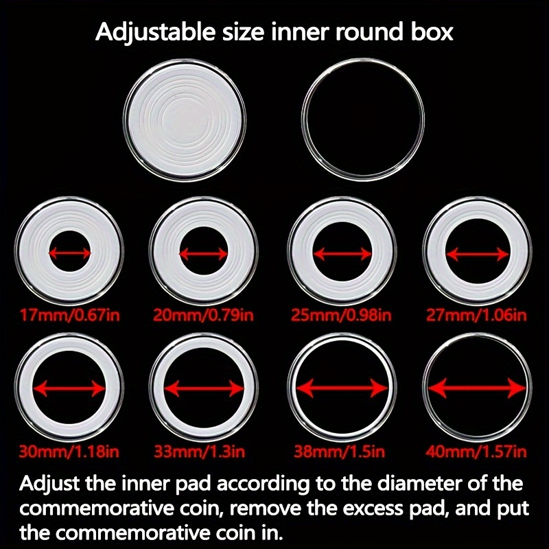 набор из 50 шт. (круглая коробка 40мм + внутренняя подкладка + коробка для хранения) коробка для коллекции  ,   для памятных  , круглая пластиковая коробка для  , коробка для военных медалей, принадлежности для коллекции  , товары для творчества и рукоделия подробные сведения 2