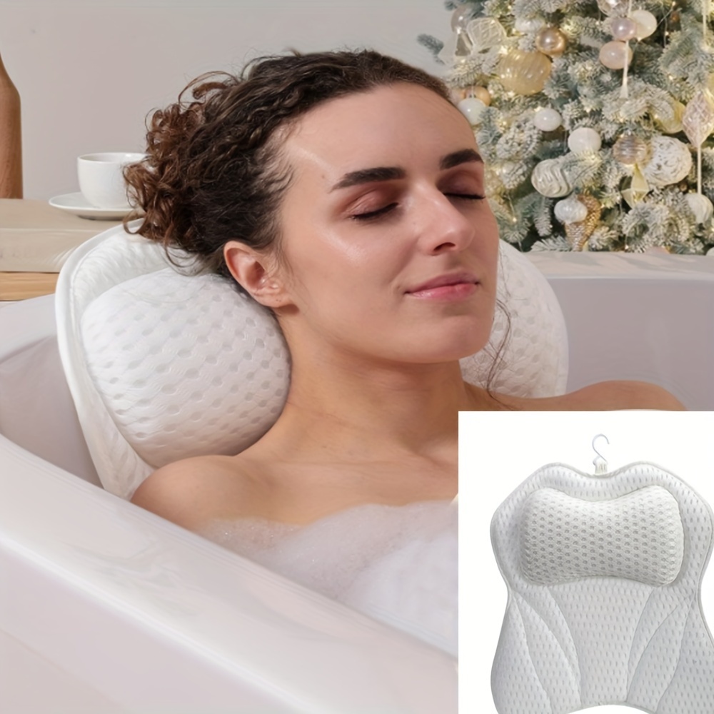 

4d Pillow Bath Pillow Spa Bathtub Pillow With Non-slip Suction Cups, Head, Neck, Rest Support, Soft & Luxury Bathtub Cushion, Bath Hot Tub, Bathtub