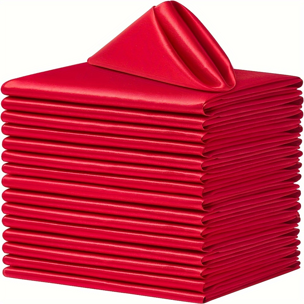 TEMU 16pcs Set Of Light Satin Napkins 17x17 Inches Soft Smooth Tablecloth Napkins Suitable For Restaurant Valentine's Day Wedding Banquet Party