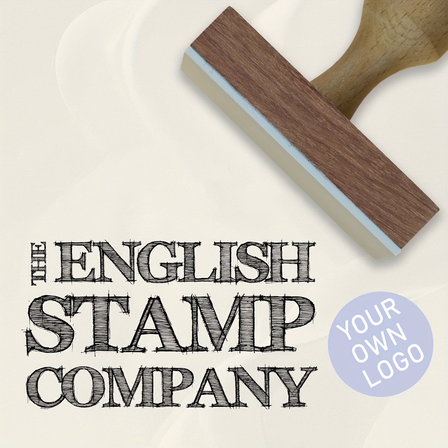 

Custom Stamp Company - Personalize Your Business A Unique Rectangular Rubber Stamp, Tan Wood Handle, Ideal For Packaging & Address